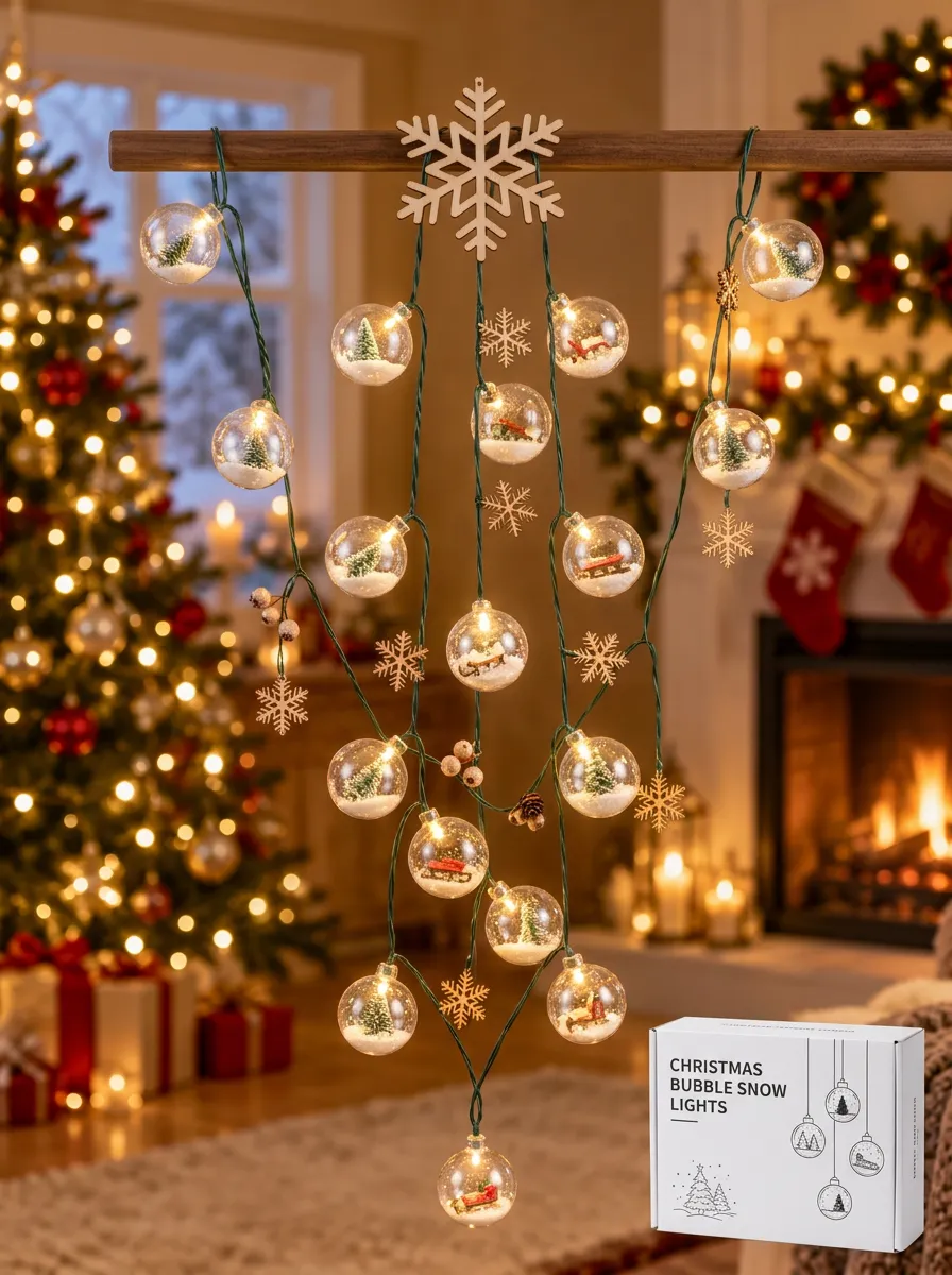 Snowflake Tree Sleigh Christmas LED String Lights