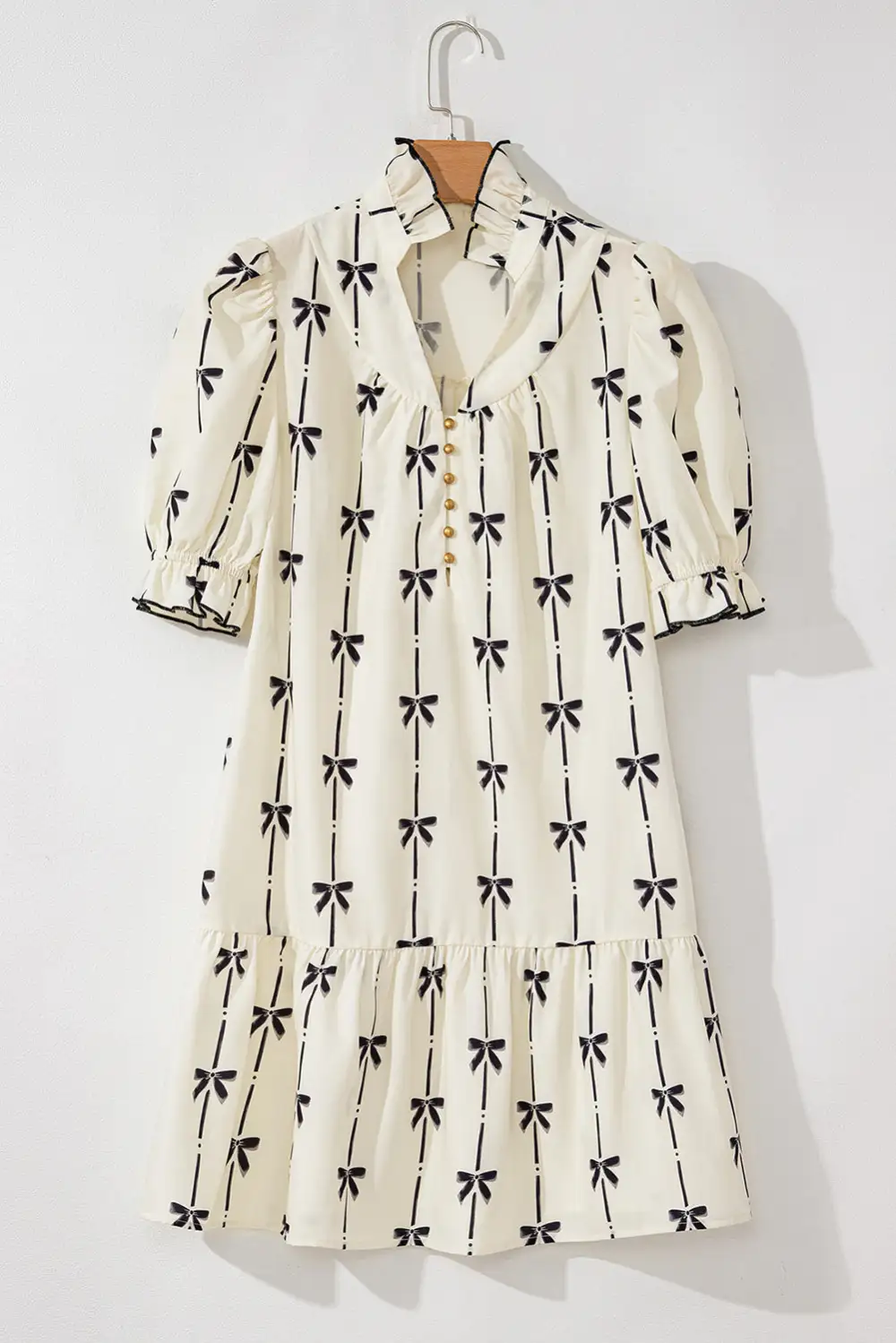 Comfort Focused Tie Detail V-Neck Mini Dress