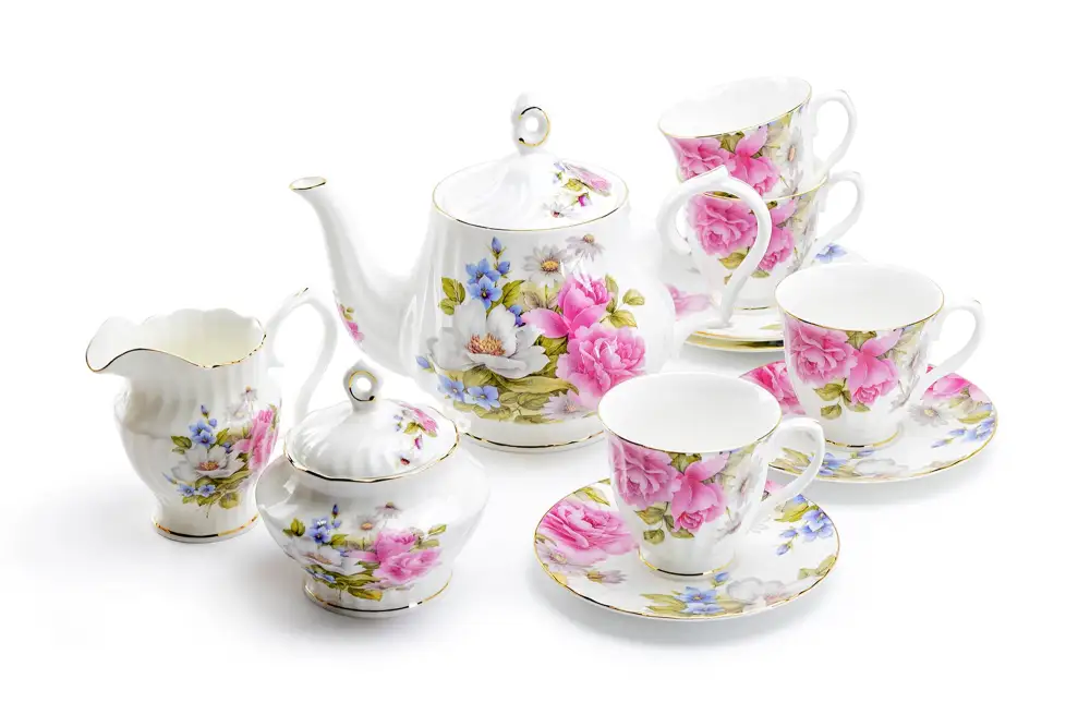 Classic Rose Bone China Tea Set