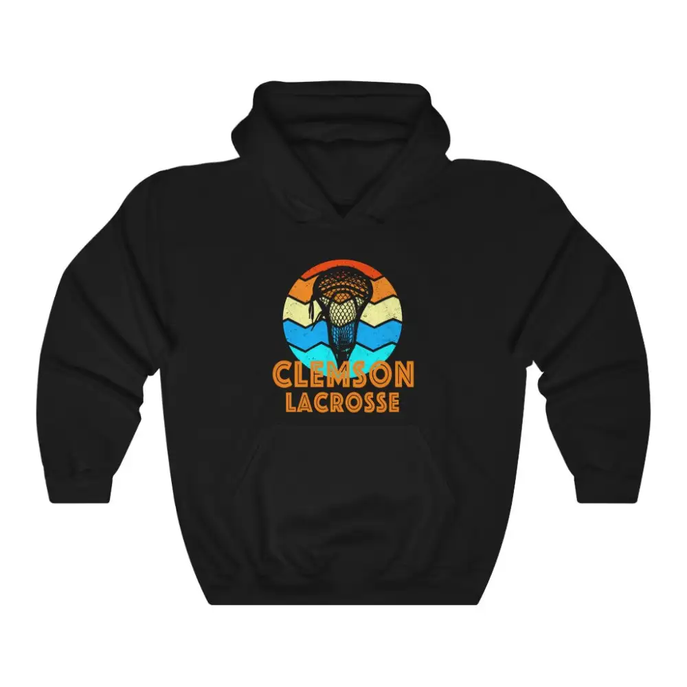 Retro Sunset Lacrosse Graphic Pullover Hoodie