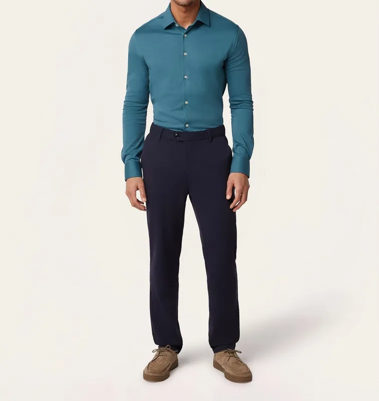 Knit Non-Iron Shirt Teal Blue
