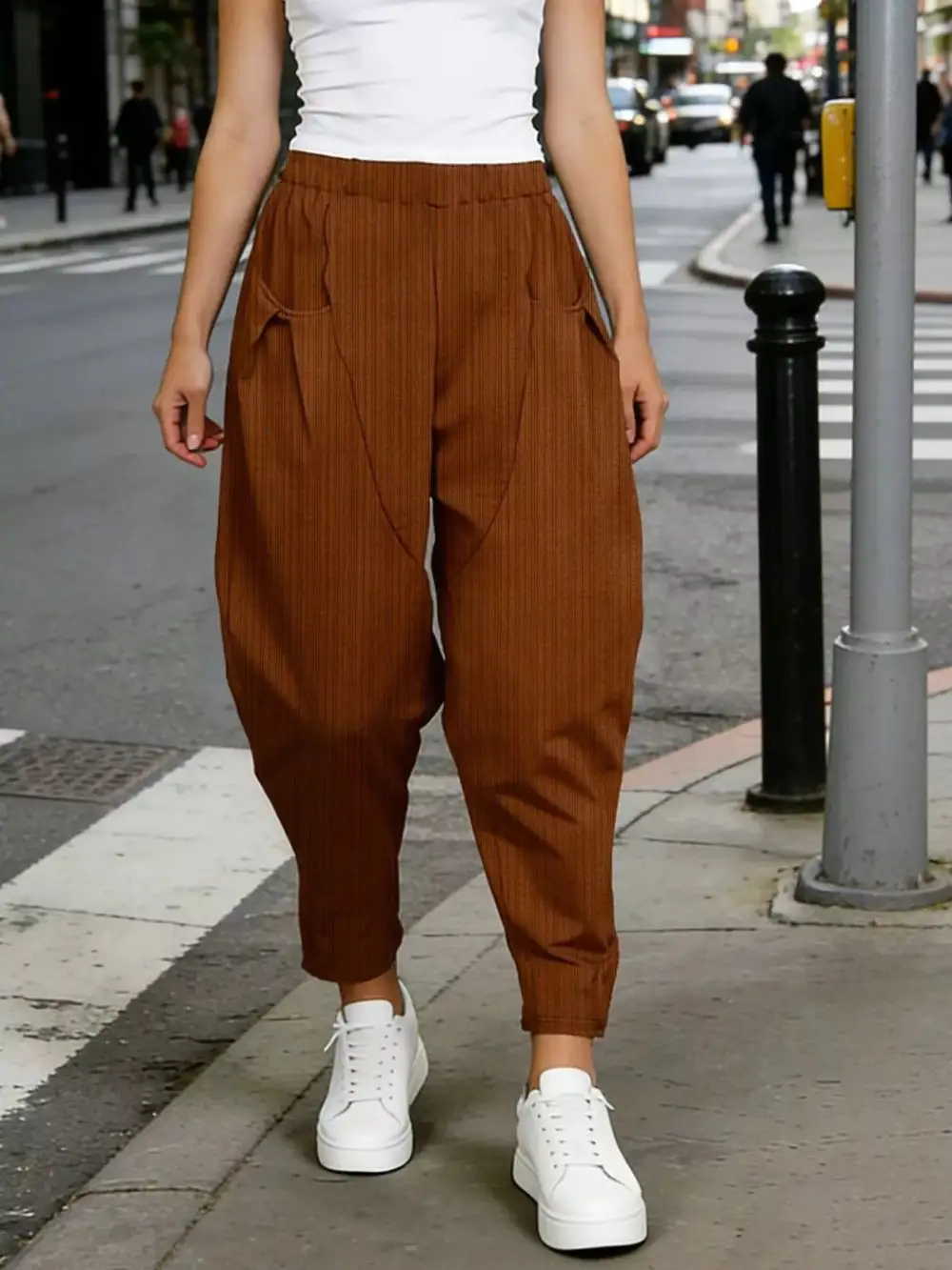 Plus Size Casual Elastic Waist Harem Pants