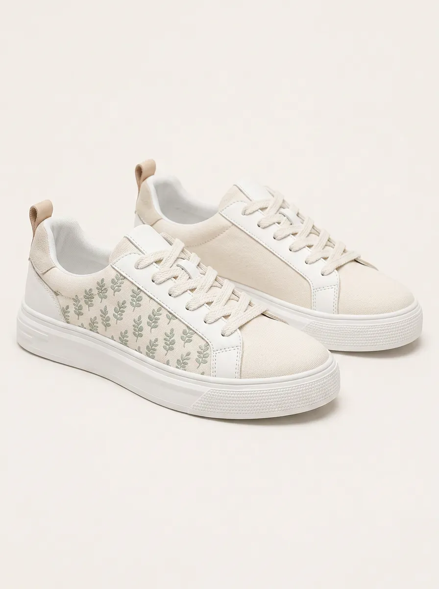 Men's Active Minimalist Botanical Leaf Patterned Graphic Skate Shoes