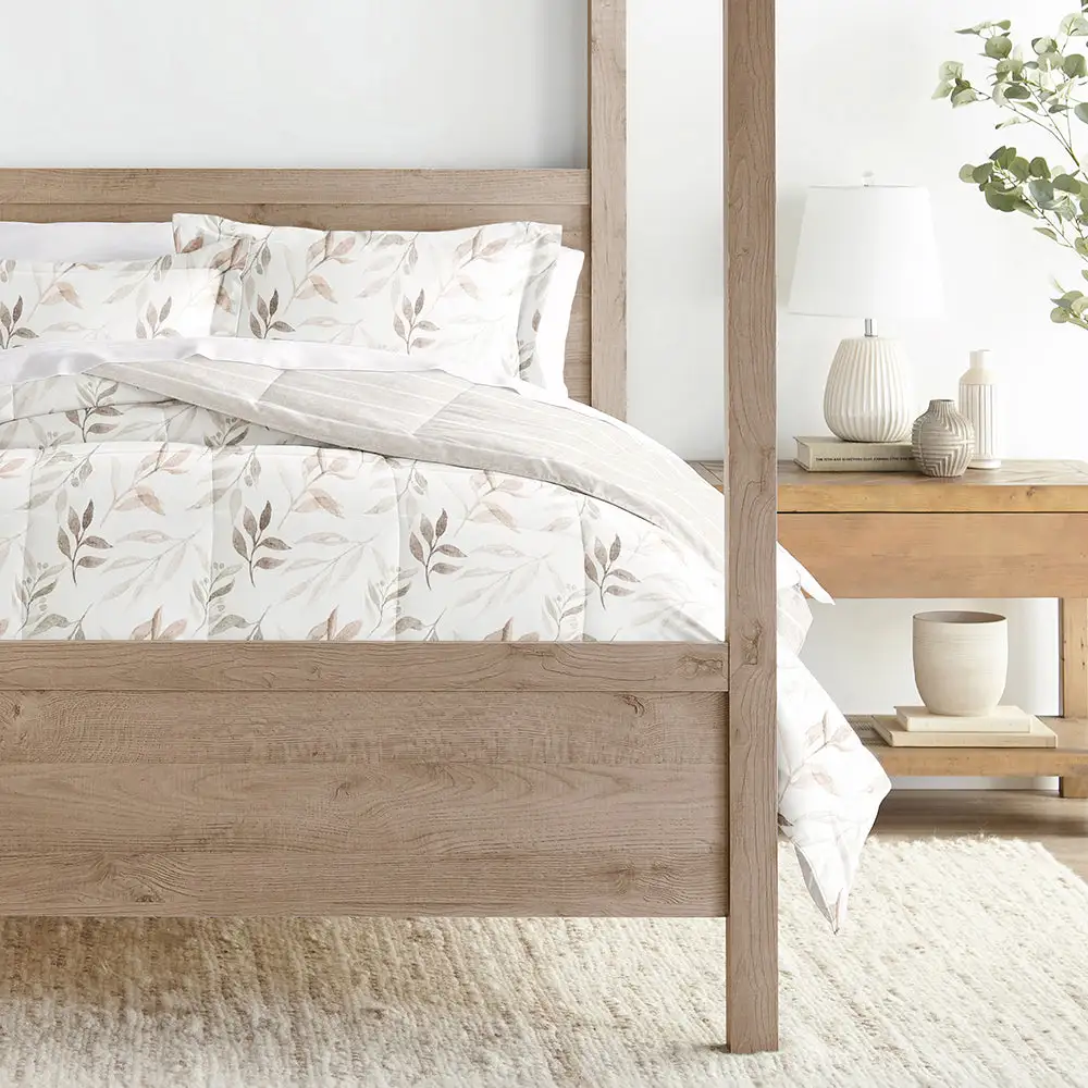 Foliage Stripe Reversible Down Alternative Comforter Set