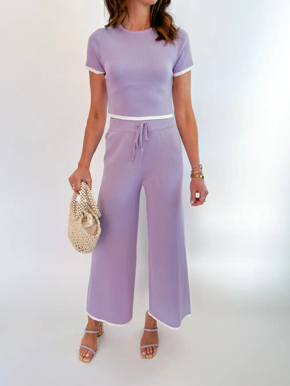 Knit Cropped Top And Pants Set