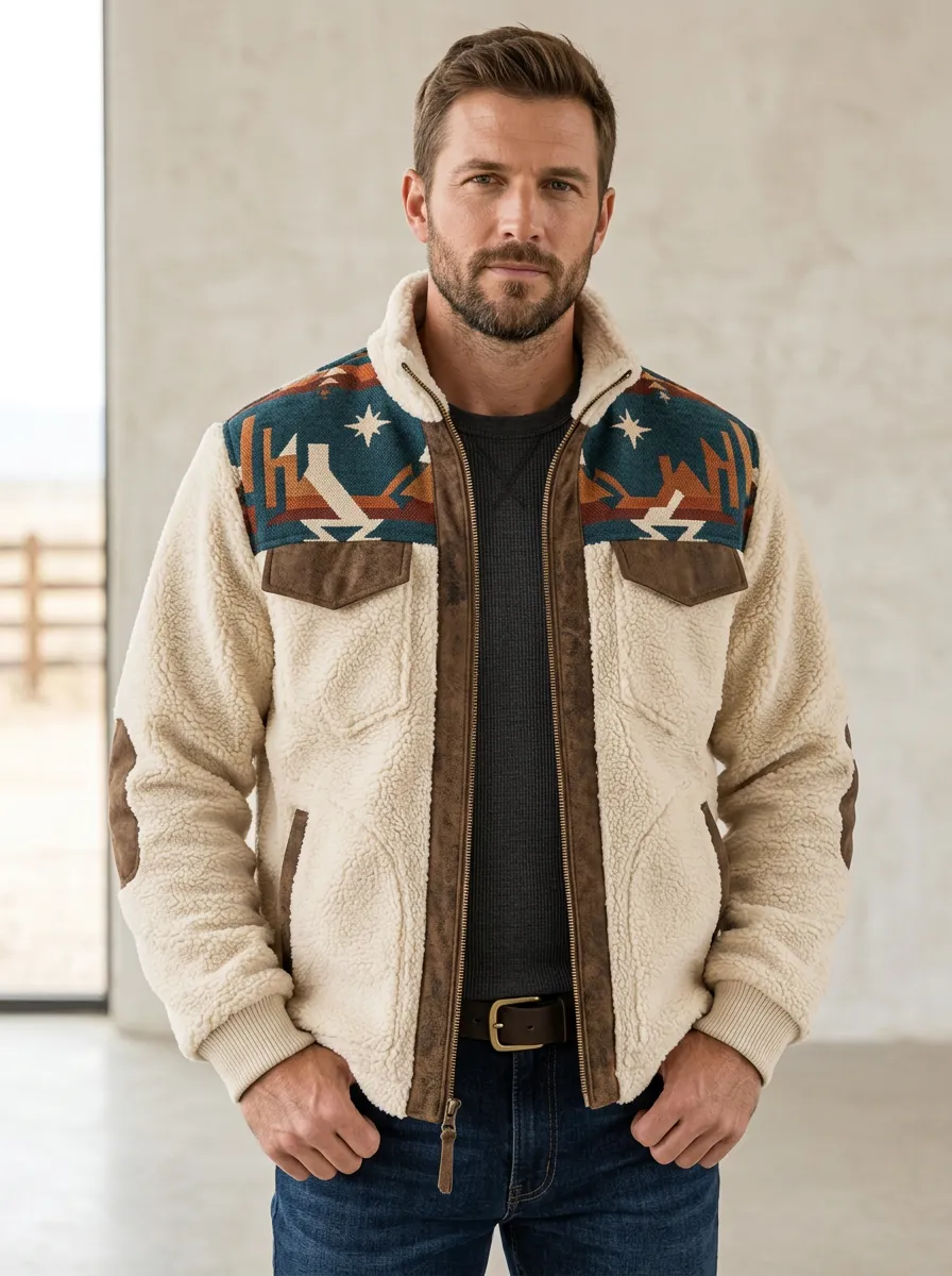 Canyon Trail Southwestern Ranch Look Men's Western Fleece Jacket