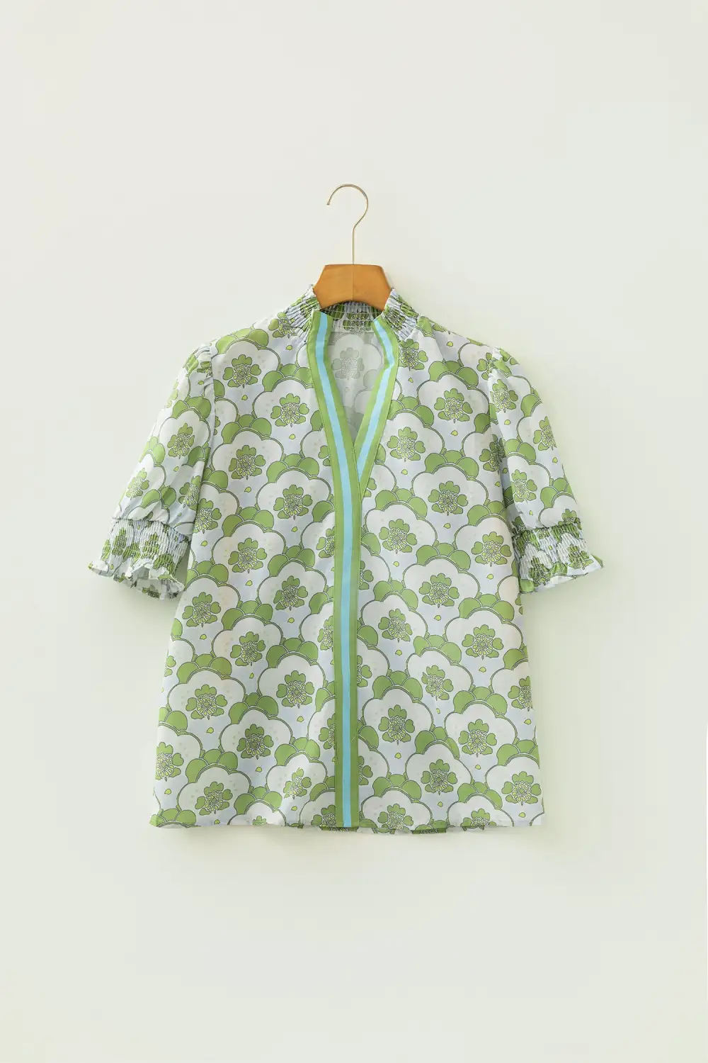 Floral Ruffled Puff Sleeve Blouse