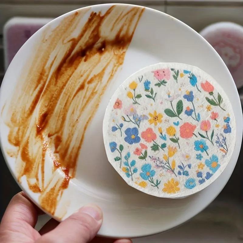 3 Pcs Floral Dishwashing Sponge
