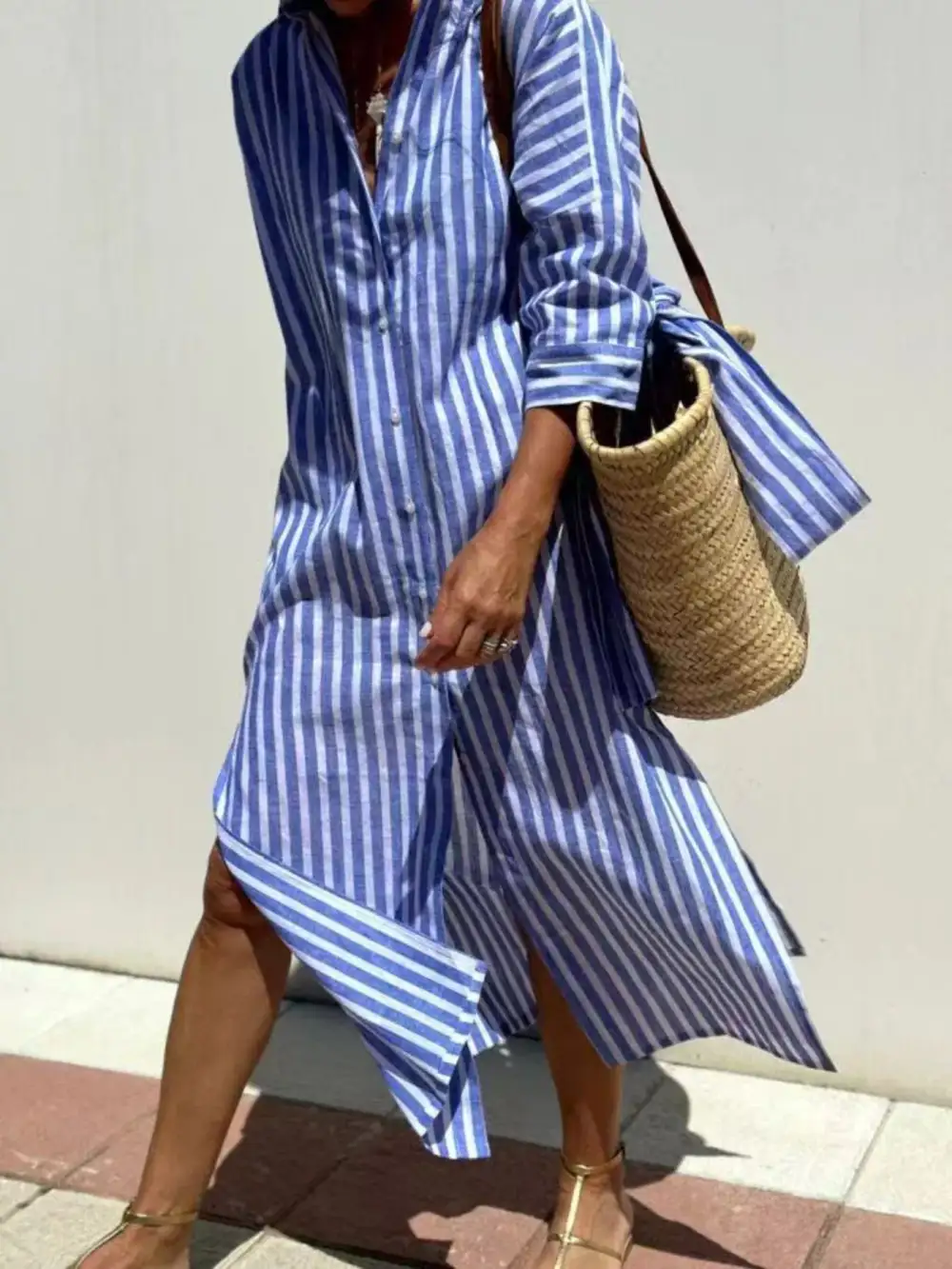 Full Size Button-Down Midi Dress Plus Size