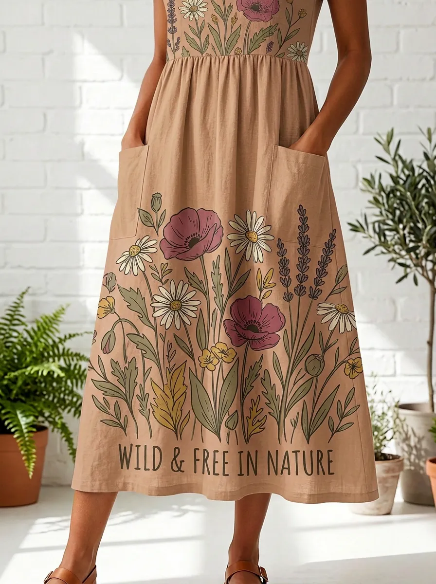 Nature Lover Wildflower Poppy Dress
