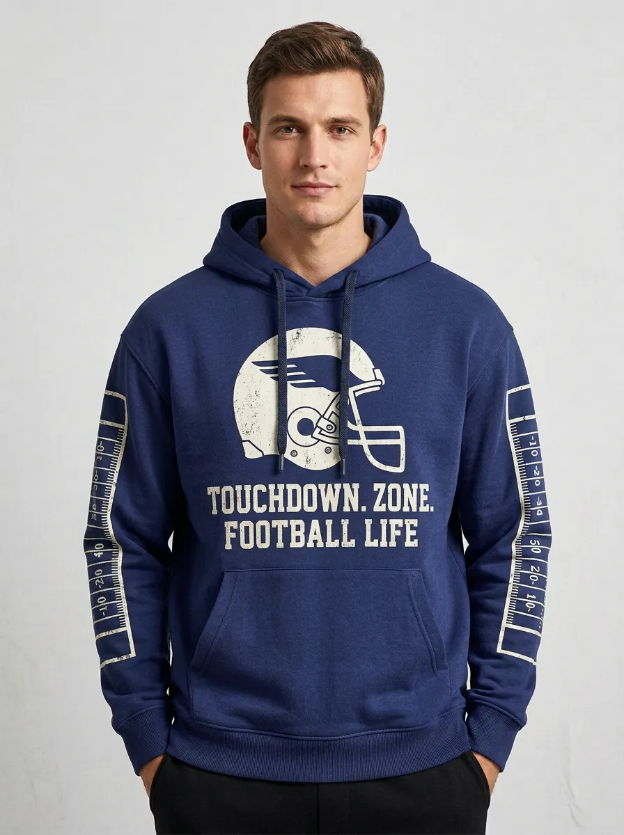 Men's American Football Lover Helmet Touchdown Hoodie