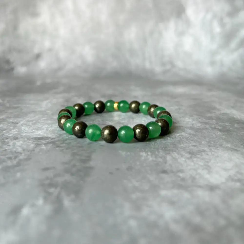 Pyrite Aventurine Bead Bracelet