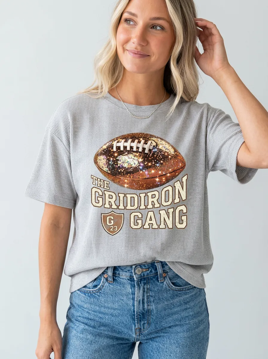 Women's Heritage Inspired Football Gridiron Ball Crew Neck Graphic T-Shirt