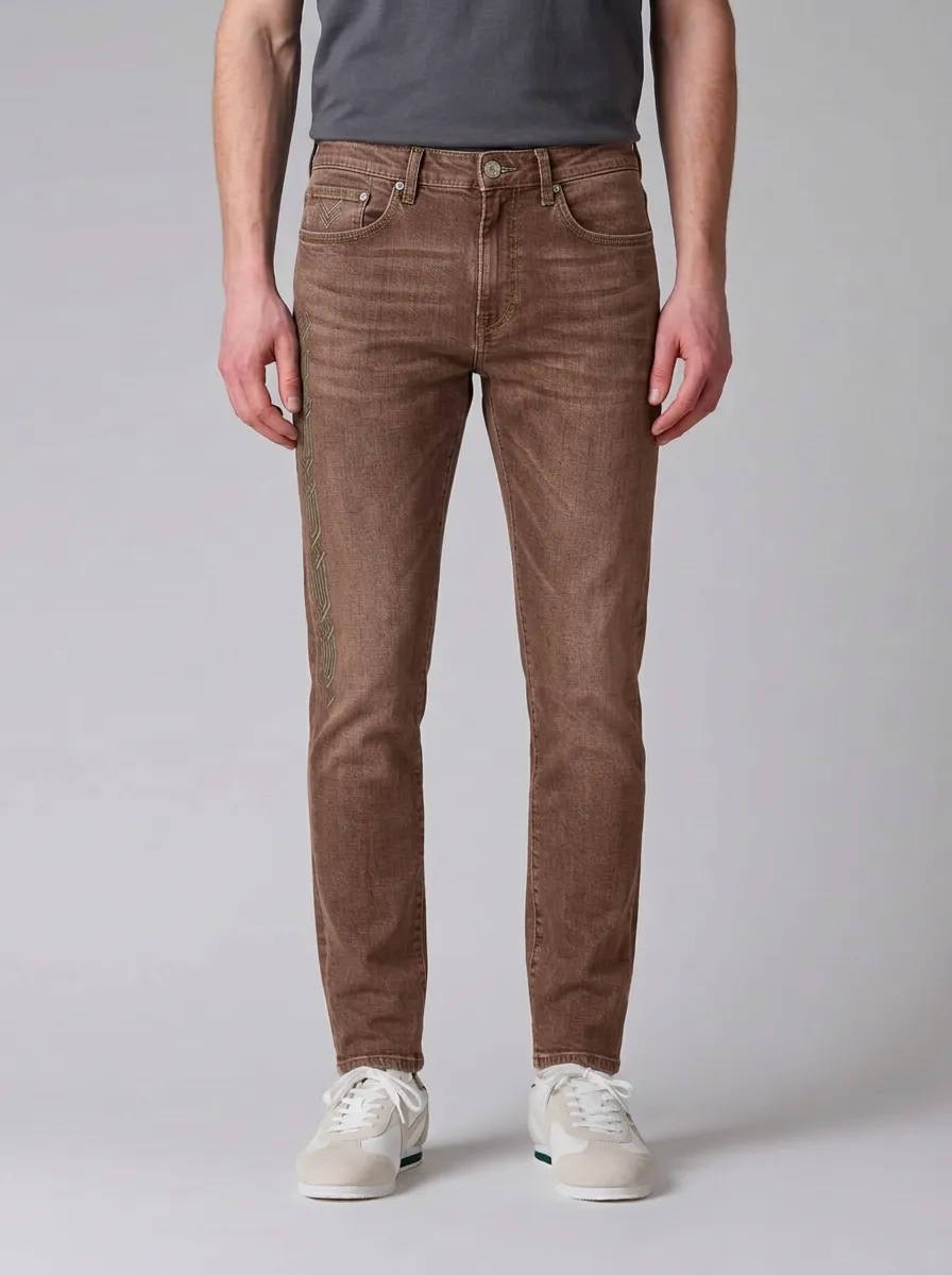Men's Ridge Geometric Pattern Side Graphic Stretch Jeans