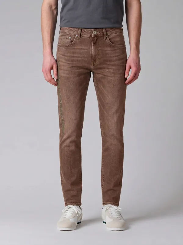 Men's Ridge Geometric Pattern Side Graphic Stretch Jeans