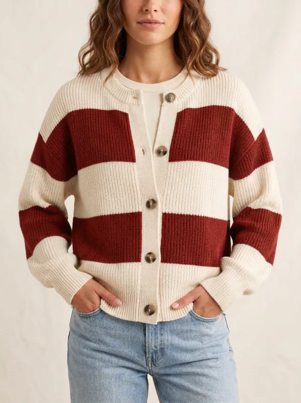 Patterned Rugby Striped Knit Cardigan