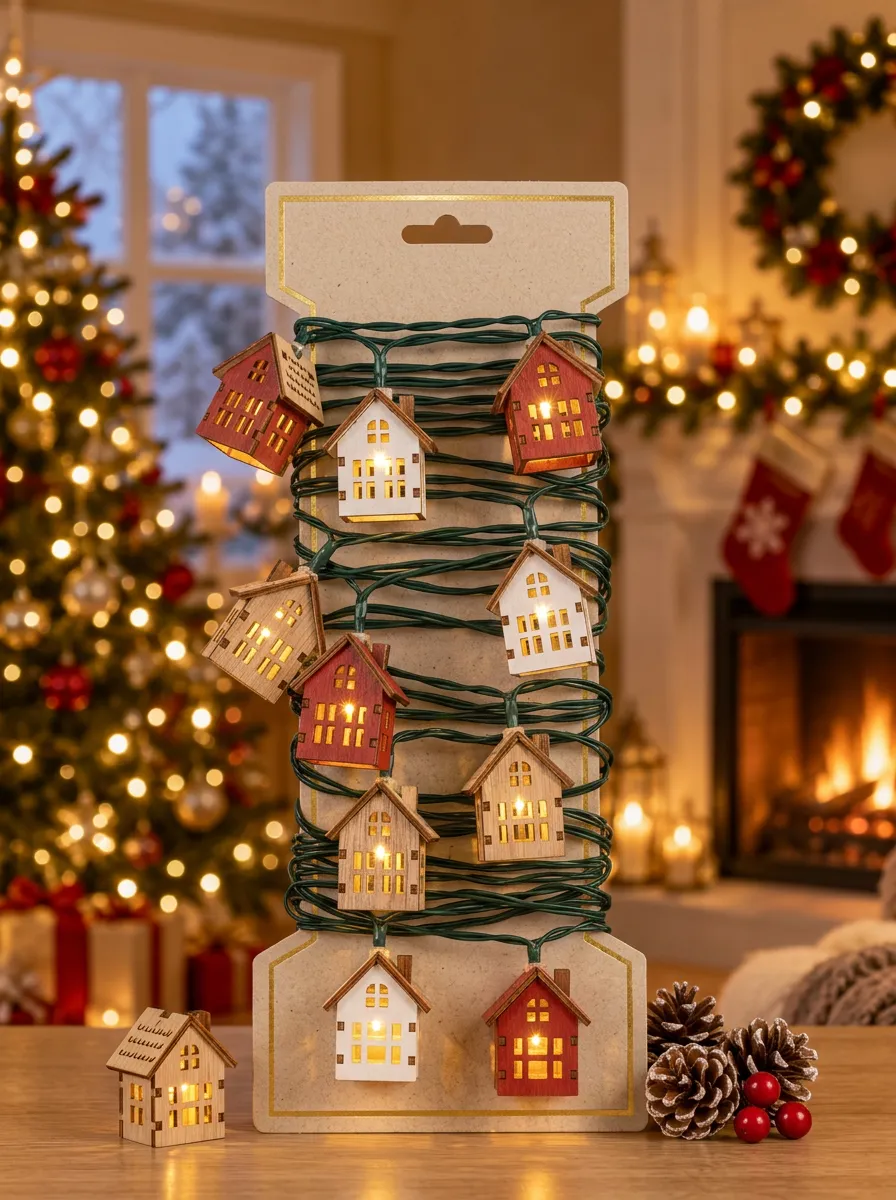 Winter Wooden House Christmas LED String Lights