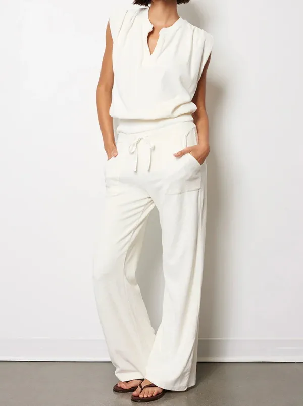 Split Neck Ribbed Sleeveless Tee