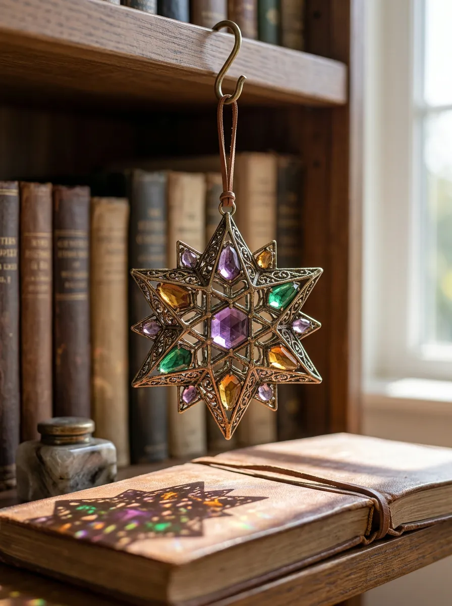 Star Shape Multi-Gemstone Metal Suncatcher Ornament