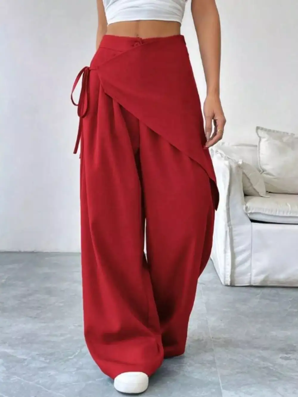 Pocketed Wide Leg Trousers