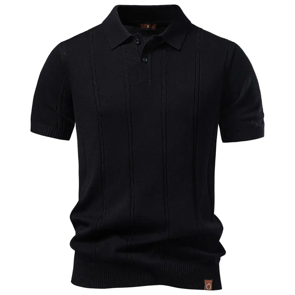Timeless Ribbed Short Sleeve Fine Knit Polo Shirt