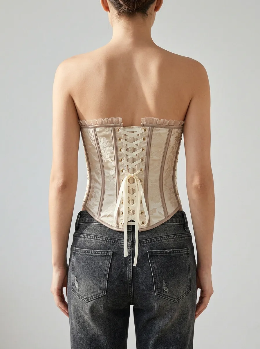 Jacquard Lace-Up Women's Corset Top