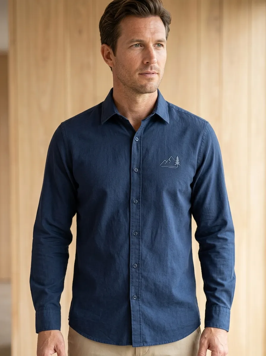 Men's Outdoor Nature Lover Mountain Pine Printed Shirt