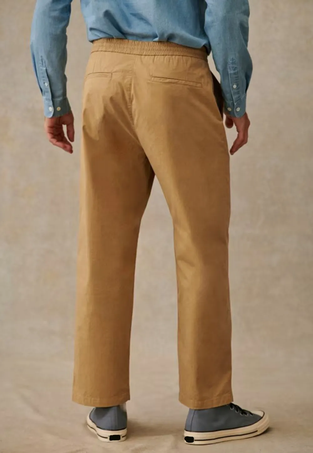 Khaki Slight Stretch Straight Leg Casual Trousers