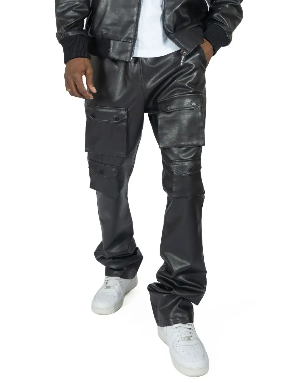 Vegan Leather Stacked Pants