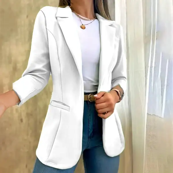 Single-Breasted Long-Sleeve Lapel-Collar Lightweight Tailored Blazer