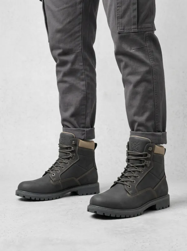 Unisex Contemporary Outdoor Tactical Leather Print Work Boots