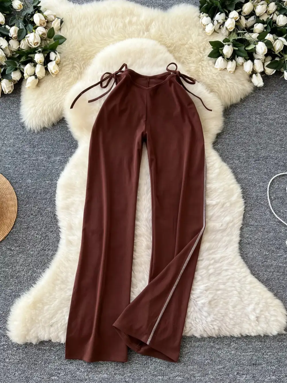 Tie Waist Wide Leg Pants