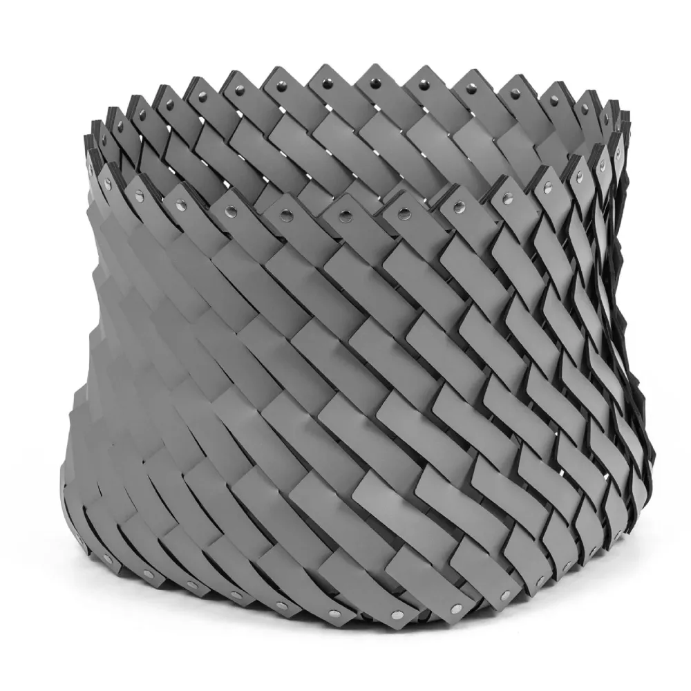 Handwoven Leather Square Basket