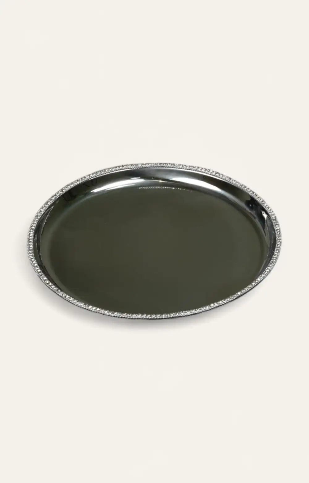 Crystal Studded Metal Serving Plate