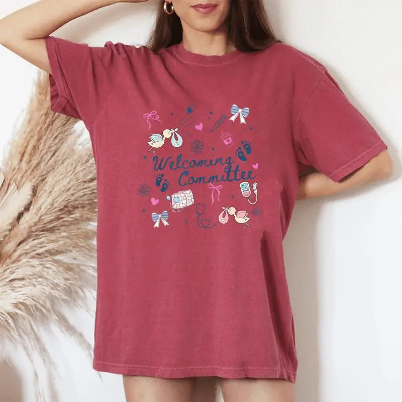 Welcoming Commit Labor And Delivery Nurse Ob Coquette Bow Women's Oversized Comfort T-Shirt