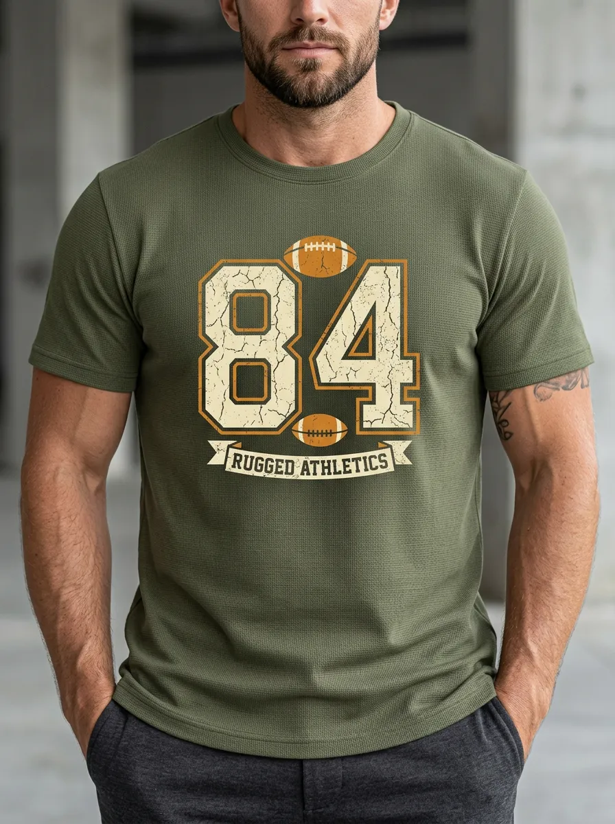 Men's Modern Football Ball Athletic Crew Neck Graphic T-Shirt