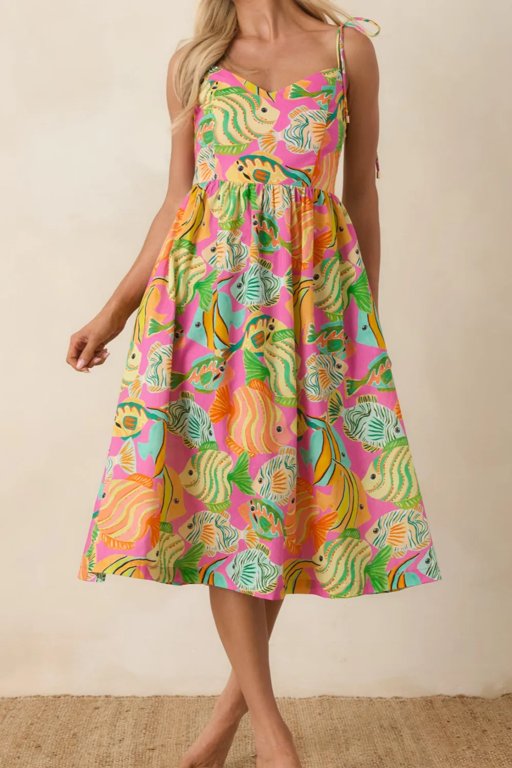 Fish Pattern Midi Dress