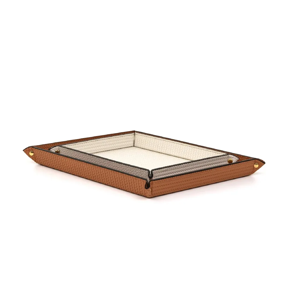 Rectangular Studded Leather Trinket Tray