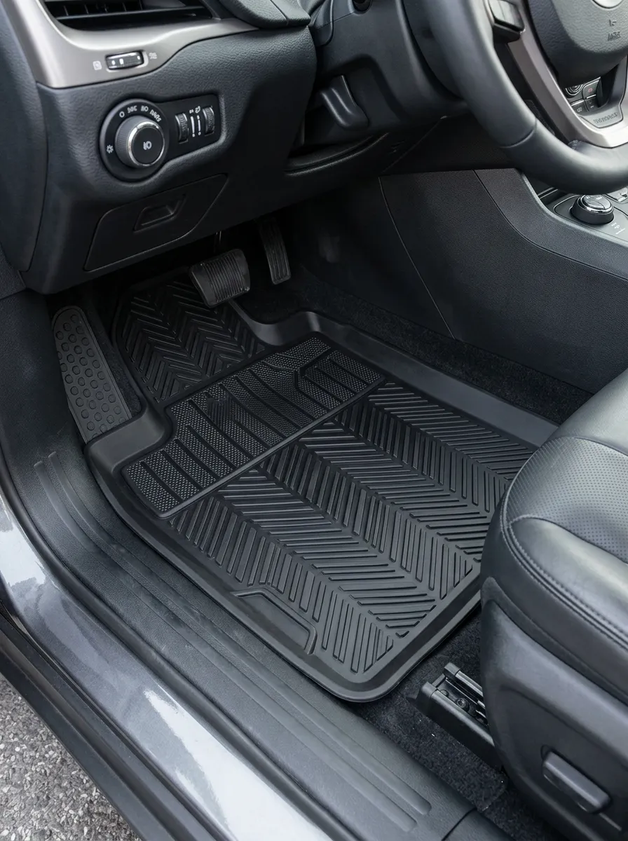 Herringbone Pattern All-Weather Vehicle Floor Mat