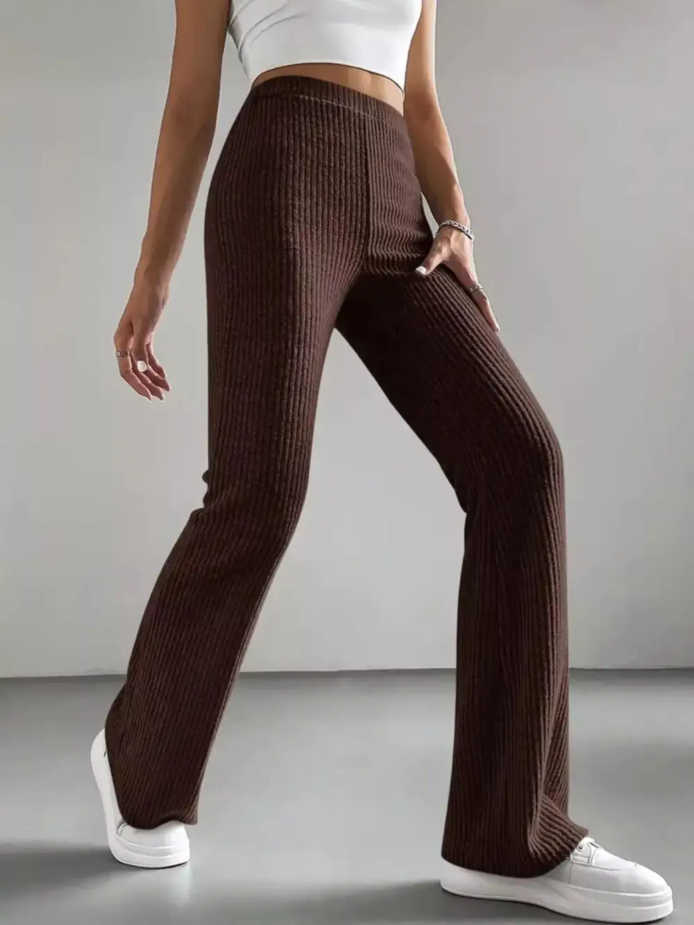High Waist Flared Casual Pants