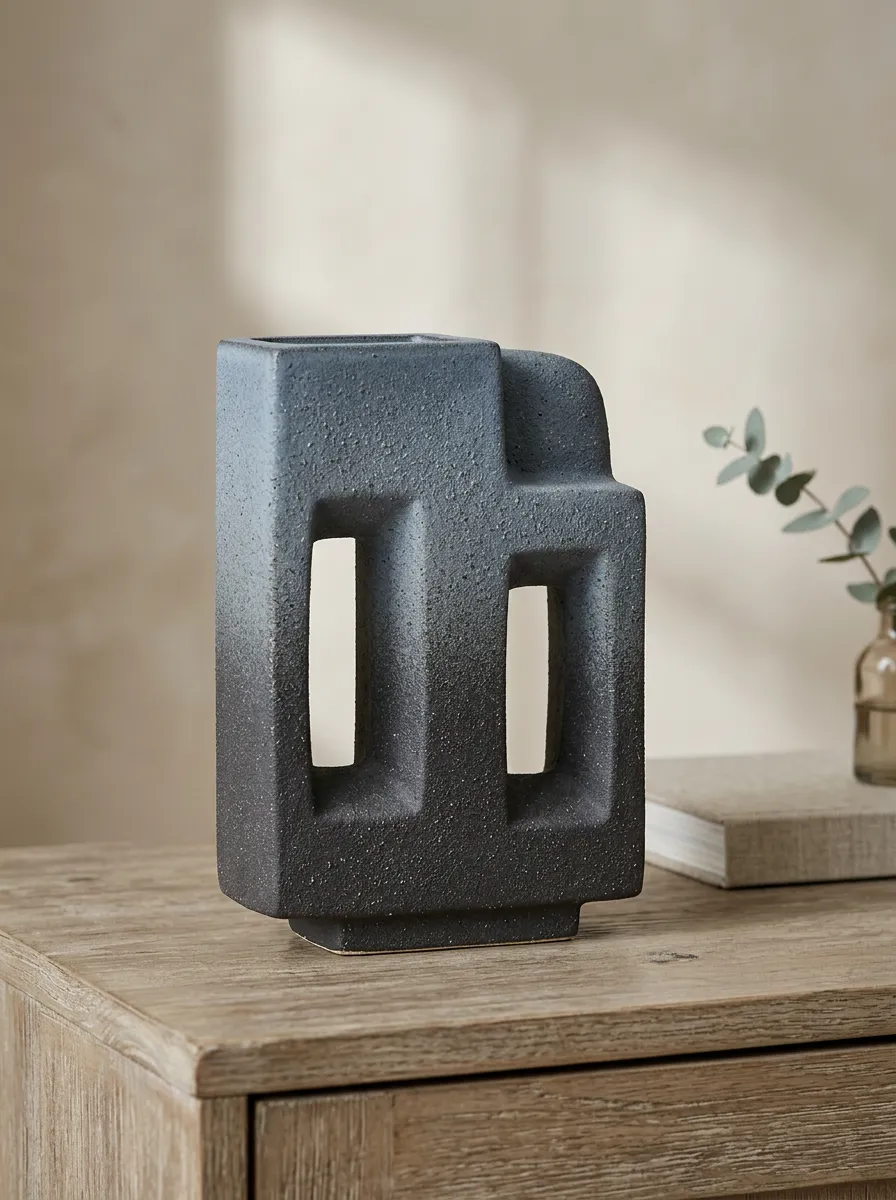 Modern Home Decor Minimalist Geometric Textured Ceramic Vase