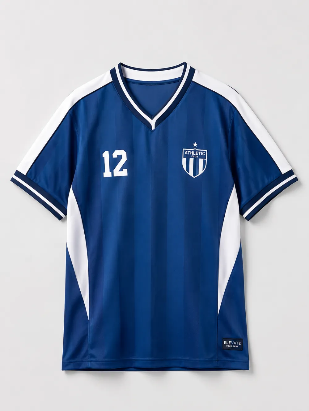 Men's Athletic Club Number 12 Striped Printed Soccer Jersey