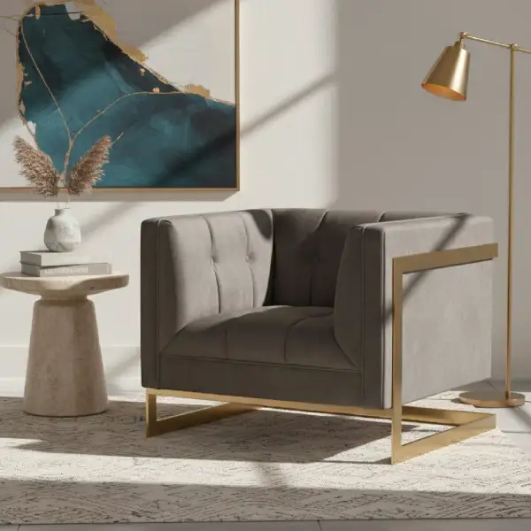 Button-Tufted Velvet Accent Chair
