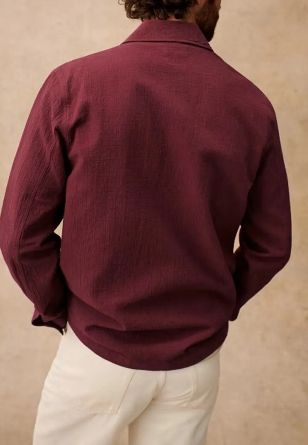 Raspberry Red Cotton Textured Button Front Jacket