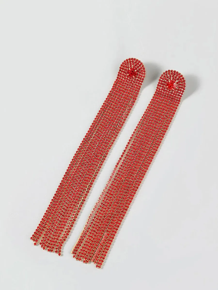 Mariela Long Tassel Diamante Earrings