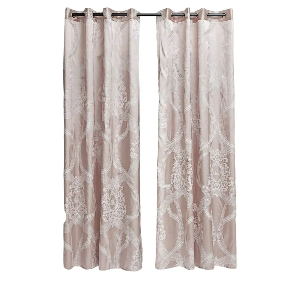 Clean-Lined Semi-Blackout Damask Grommet Modern Curtain Panel