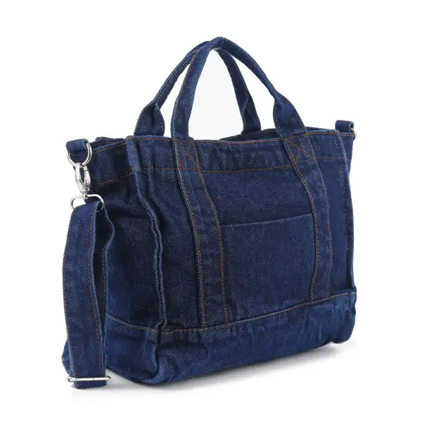 Front Pocket Denim Tote Bag