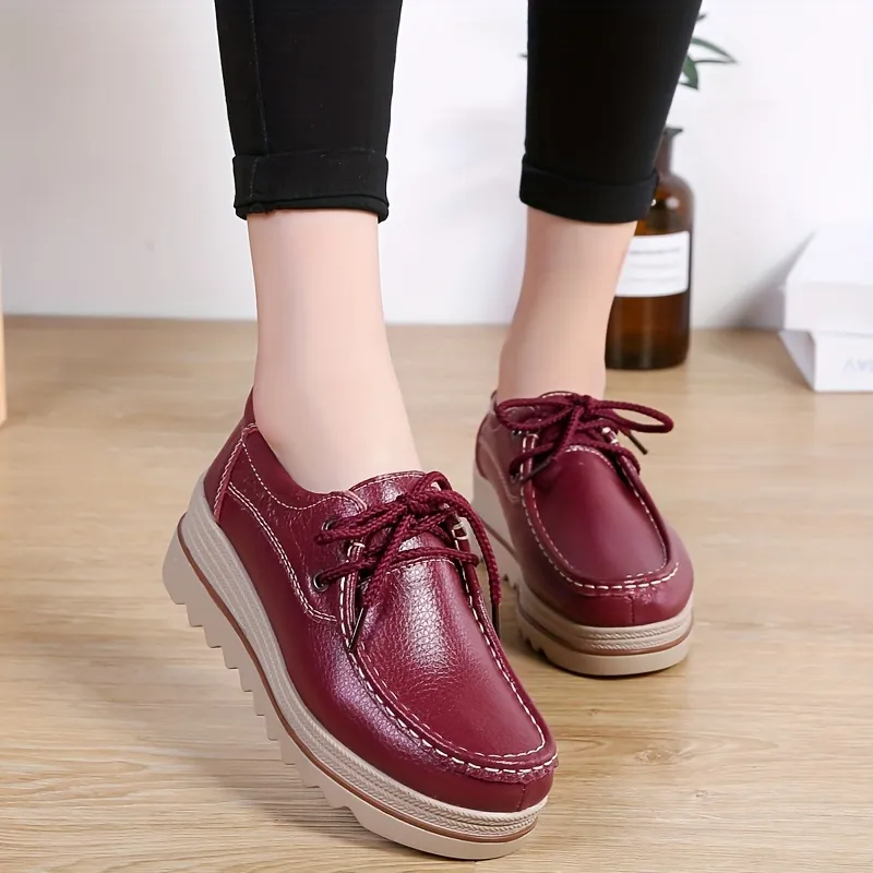 Platform Lace Up Wedge Sole Sneakers