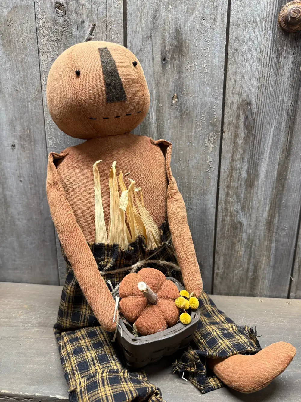 Basket Seasonal Pumpkin Ornament Doll