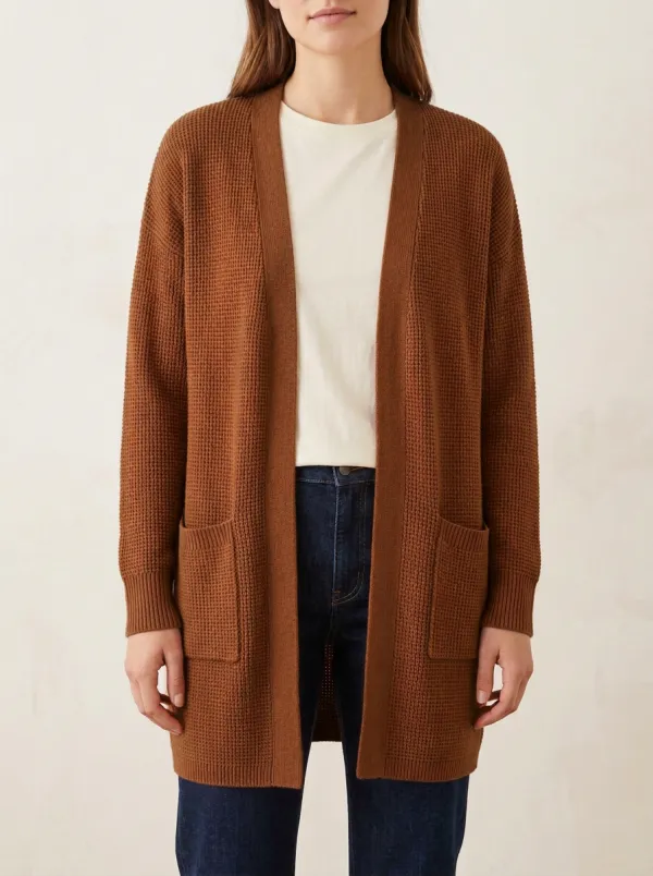 Layered Waffle-Knit Knit Cardigan